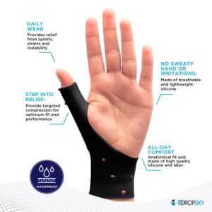 Dropsky Waterproof Wrist Thumb Support With Gel Pad, Thumb Brace for Arthritis Pain and Support-Thumb Wrist Brace, Arthritis & Carpal Tunnel - Left and Right Hand- Lightweight,Therapy Rubber-Latex, 4