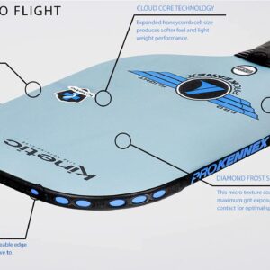 PROKENNEX Pro Flight - Pickleball Paddle with Toray T700 Carbon Fiber Face - Comfort Pro Grip - USAPA Approved (Blue)