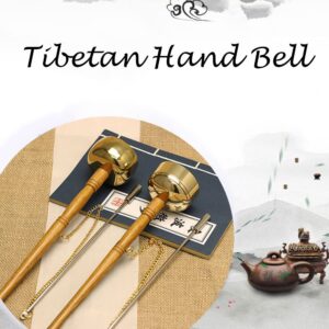 Tibetan Hand Bell，Meditation & Prayer Bells Buddhism Wooden Handle Brass Hand Bell Meditation Singing Bell Singing Scripture Implement Buddhist Supplies