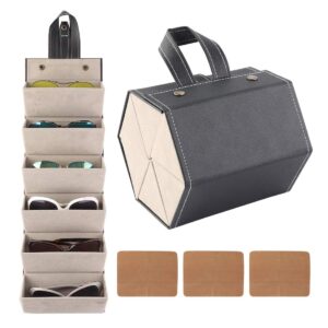 livtor sunglasses organizer 6-slot eyeglasses storage display travel case (black)