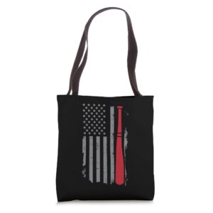 retro american flag baseball player gift for baseball fan tote bag