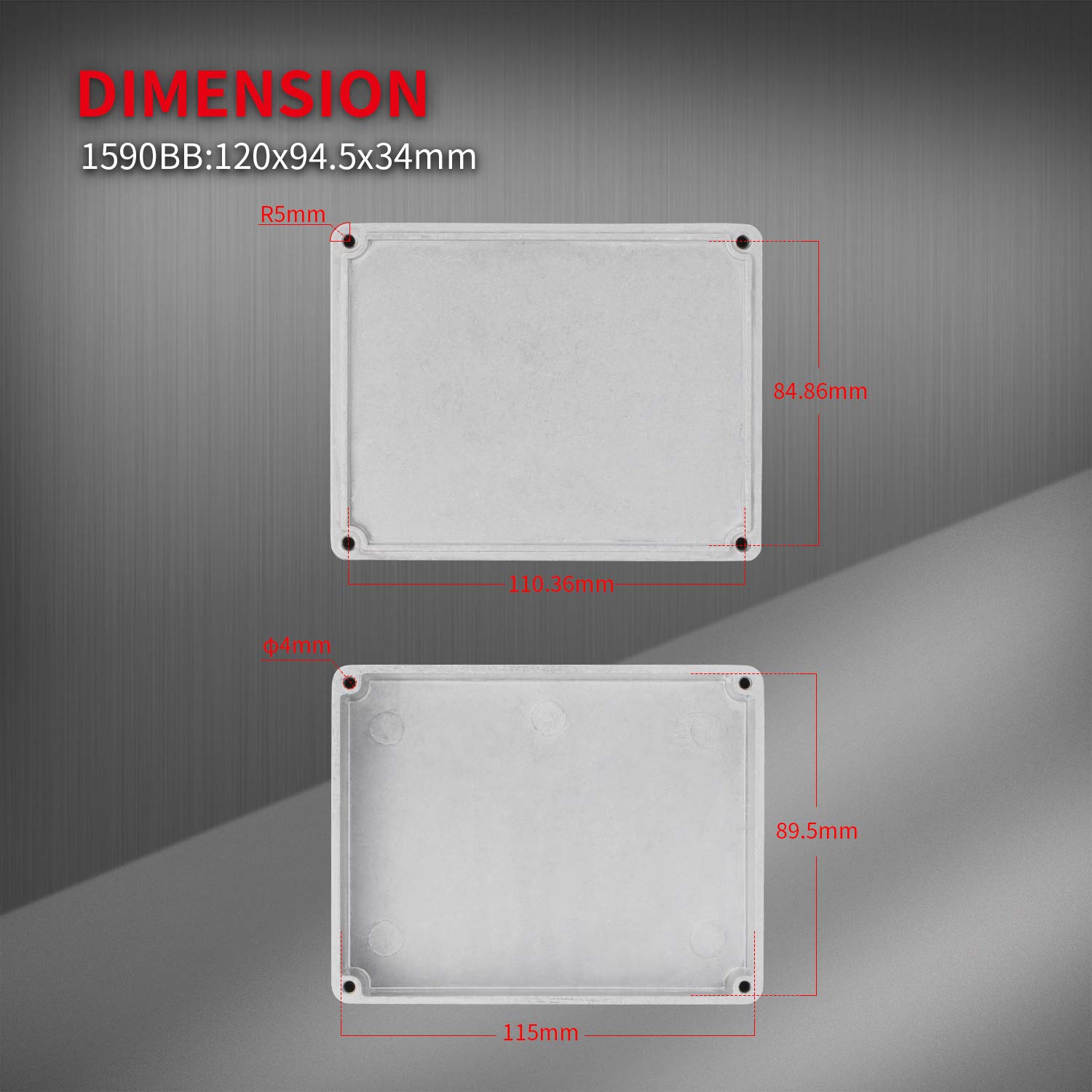 DaierTek 3pcs 1590BB Aluminum Metal Stomp Box Case Guitar Pedal Enclosure Effect Enclosure Stomp Box Unpainted 120x94.5x34MM