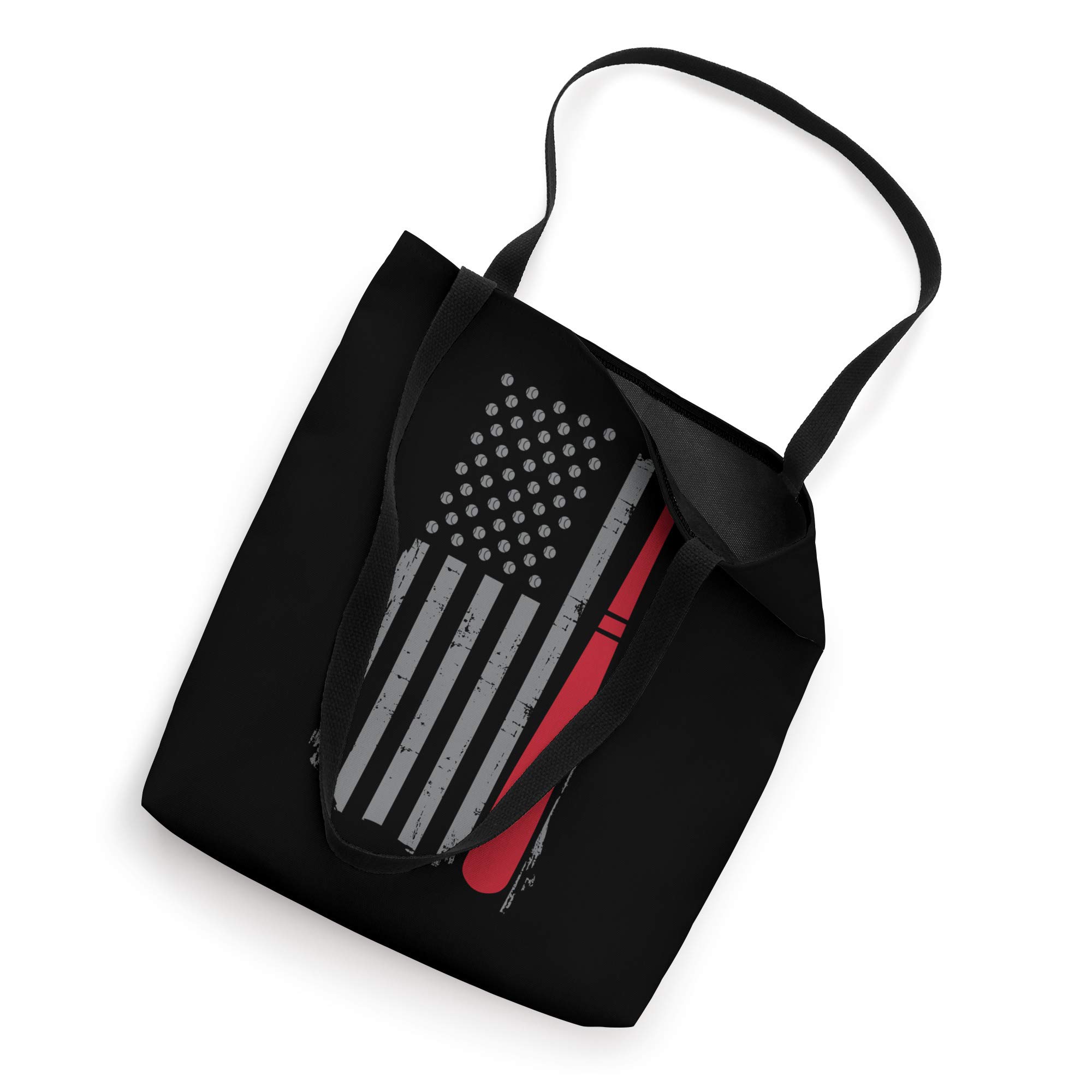 Retro American Flag Baseball Player Gift for Baseball Fan Tote Bag