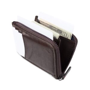 Damen + Hastings Men's RFID Zip Around Card Case Wallet, Brown, One Size