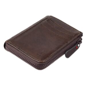 Damen + Hastings Men's RFID Zip Around Card Case Wallet, Brown, One Size