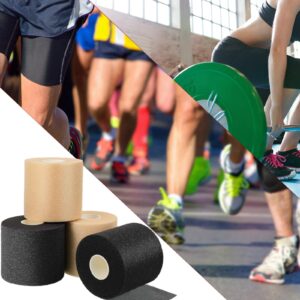 Nuanchu 4 Pcs Pre Wrap Athletic Tapes 30 Yards Hair Prewrap Strip Tapes for Soccer Ankles Wrists Sports Foam Tape(Black, Beige)