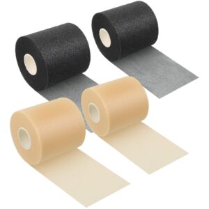 Nuanchu 4 Pcs Pre Wrap Athletic Tapes 30 Yards Hair Prewrap Strip Tapes for Soccer Ankles Wrists Sports Foam Tape(Black, Beige)