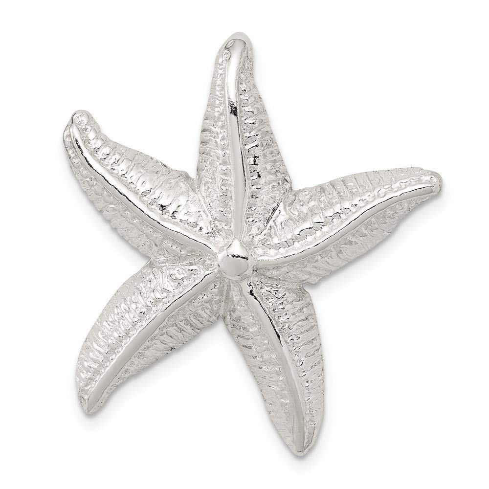 Sterling Silver Polished & Textured Starfish Chain Slide Pendant QQC8695