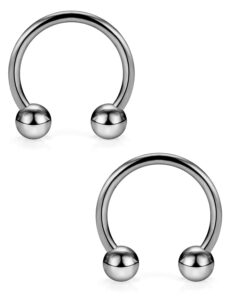 hoeudjo 16g solid grade 23 (g23) titanium horseshoe barbell septum rings hoop lip helix/daith/cartilage/conch/tragus earrings nipple piercing jewelry for women men dia. 10mm 3/8 inch