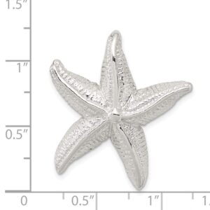 Sterling Silver Polished & Textured Starfish Chain Slide Pendant QQC8695