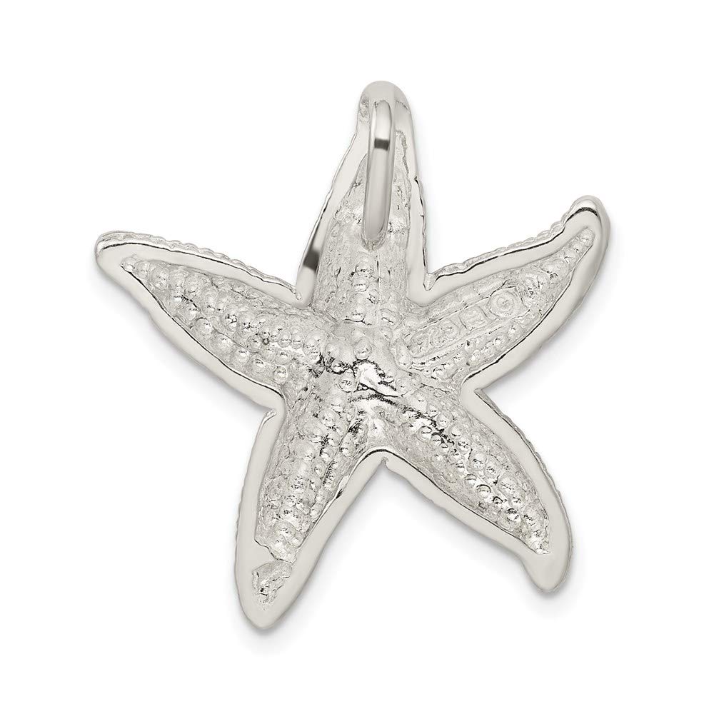 Sterling Silver Polished & Textured Starfish Chain Slide Pendant QQC8695