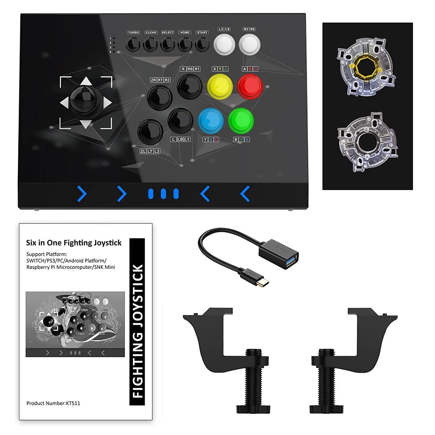 Fight Sticks PC,Arcade PC Joysticks Fight Stick Street Fighter Video Game Controller Fighting Joystick for PC, Nintendo Switch, NEOGEO Mini, NeoGeo Pro, PS3,Raspberry Pi, PS Classic, Android