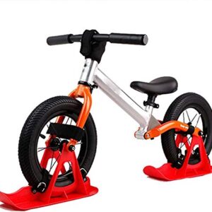 FNWD Snow Sledge Board Set for 12 inch Balance Bike Scooter Parts, Lightweight Durable Portable Bicycle Snowboard Ski Kit Bicycle Sled Kit (Black)