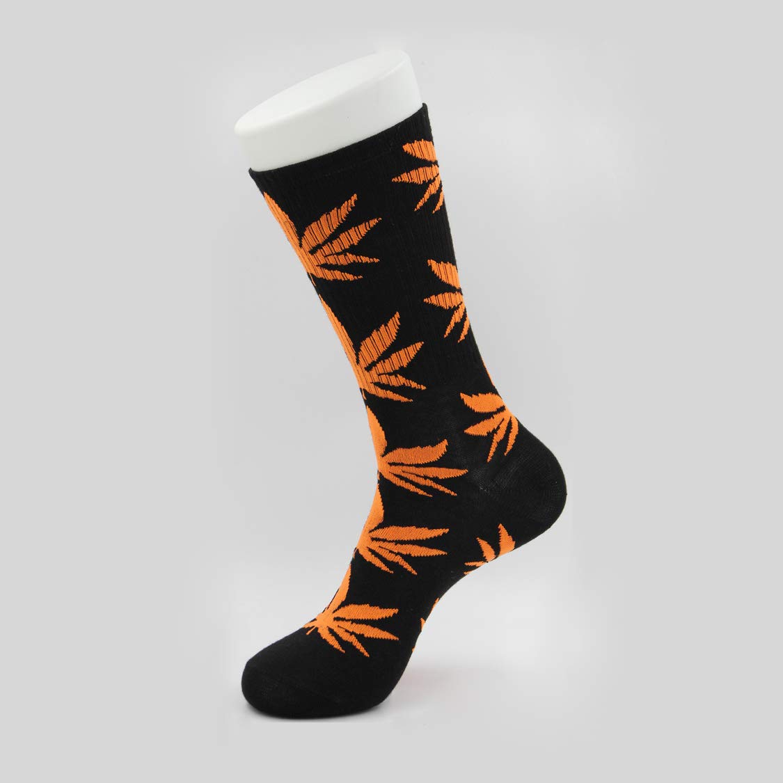 4 Pairs Pack Marijuana Weed Leaf Printed Cotton Athletic Sports High Crew Socks for Women Men (D-4 pairs)