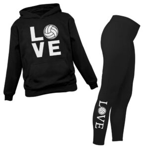 love volleyball gifts for fans players leggings hoodies sweatshirts for women black x-large/black x-large