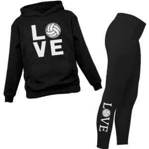 Love Volleyball Gifts for Fans Players Leggings Hoodies Sweatshirts for Women Black X-Large/Black X-Large