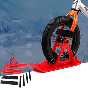 FNWD Snow Sledge Board Set for 12 inch Balance Bike Scooter Parts, Lightweight Durable Portable Bicycle Snowboard Ski Kit Bicycle Sled Kit (Black)