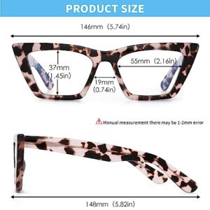 GLINDAR Cat Eye Blue Light Blocking Glasses Vintage Narrow Square Computer Eyeglasses Acetate Frame Tortoise