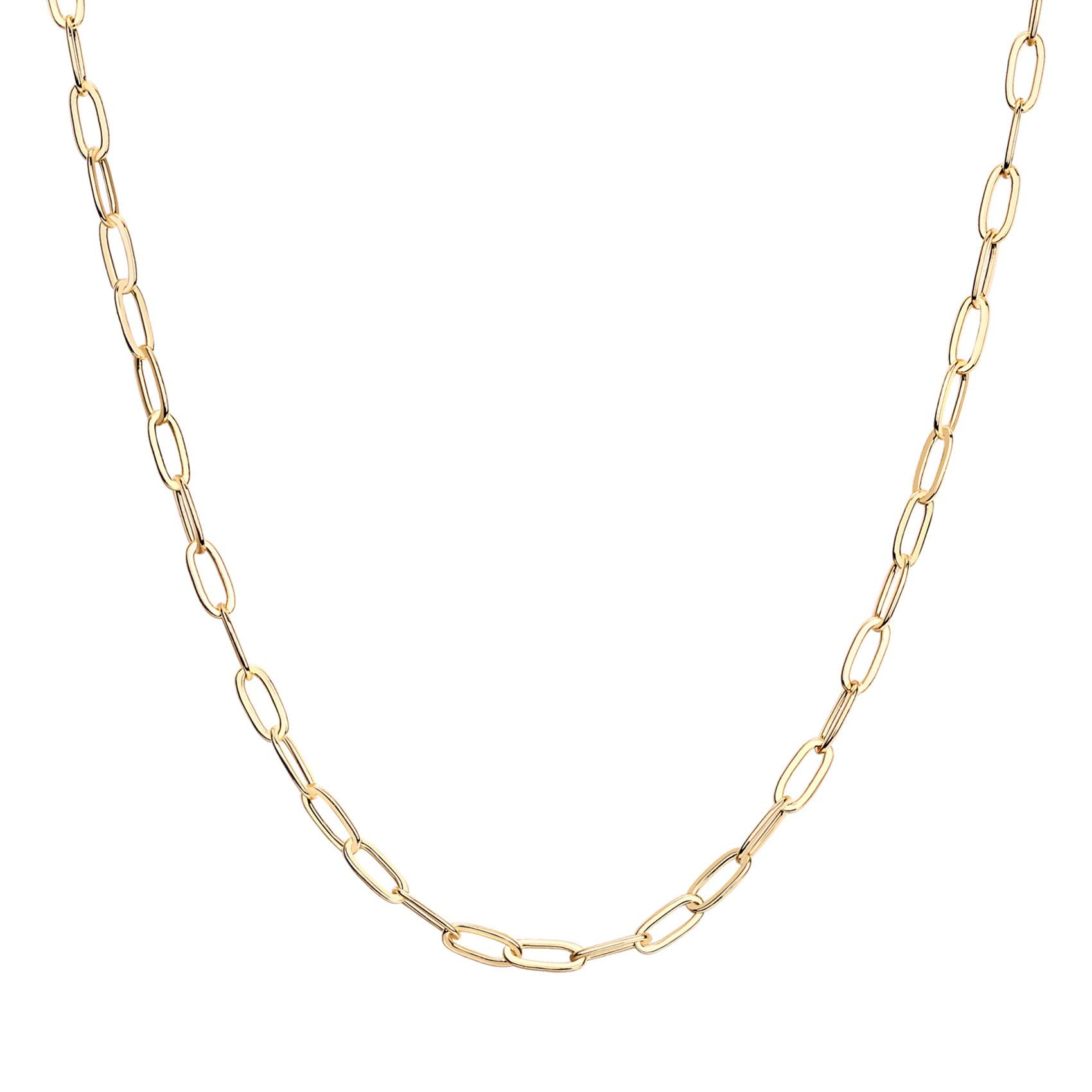 PAVOI 14K Gold Plated Paperclip Chain Necklace | Adjustable Necklaces for Women (S, Gold Plated)