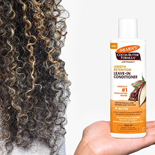 Palmer's Cocoa Butter & Biotin Length Retention Leave-In Conditioner, Instant Detangler, Soften and Strengthen Textured and Curly Hair, 8.5 Ounce