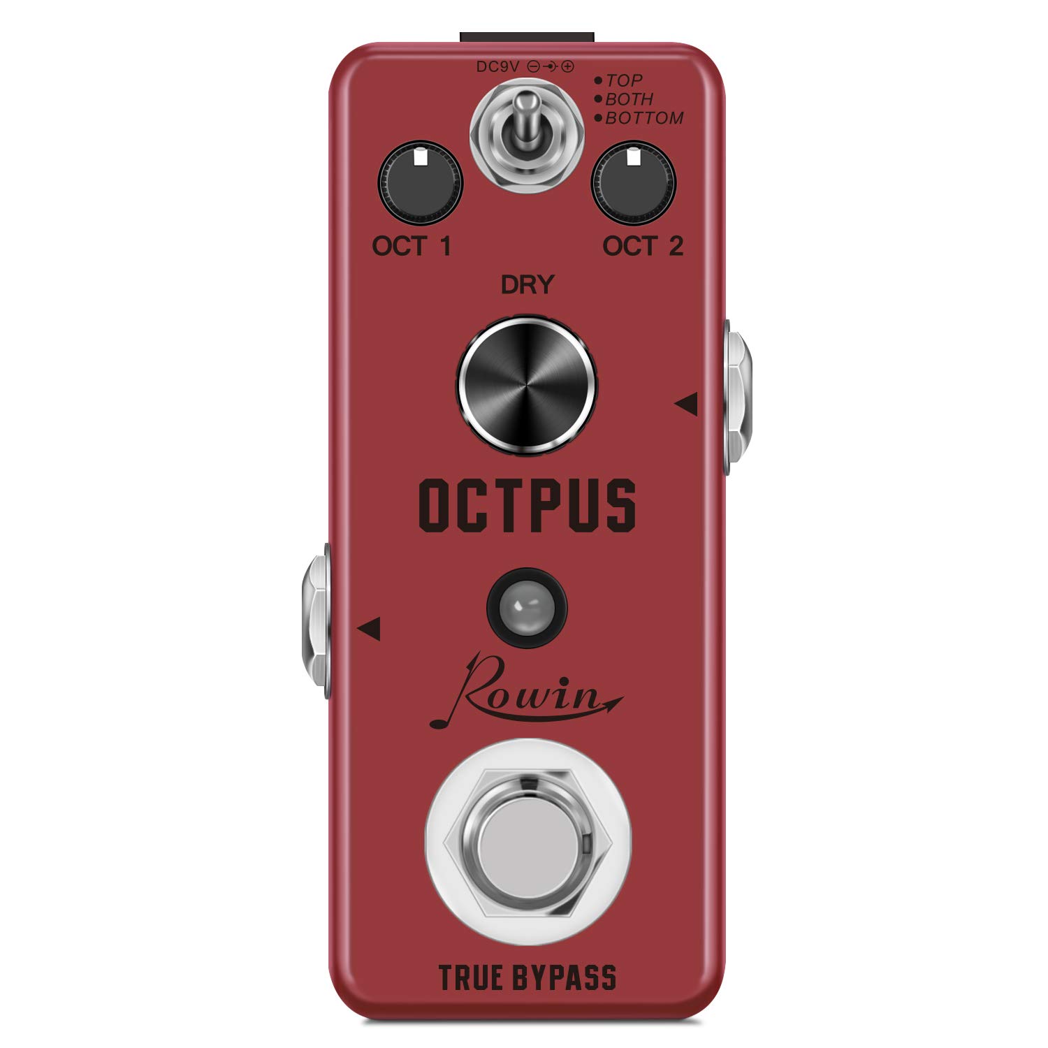 Rowin Polyphonic Octave Guitar Effects Pedal Pure Octopus Digital Mini Single Effect for Electric Guitar and Bass with True Bypass 11 Different Octave Modes LEF-3806