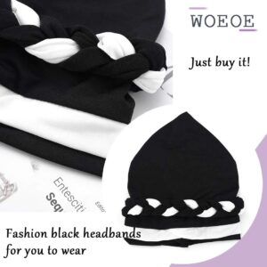 Woeoe African Turban India's Hat Black Stretch Braid Head Wrap for Women