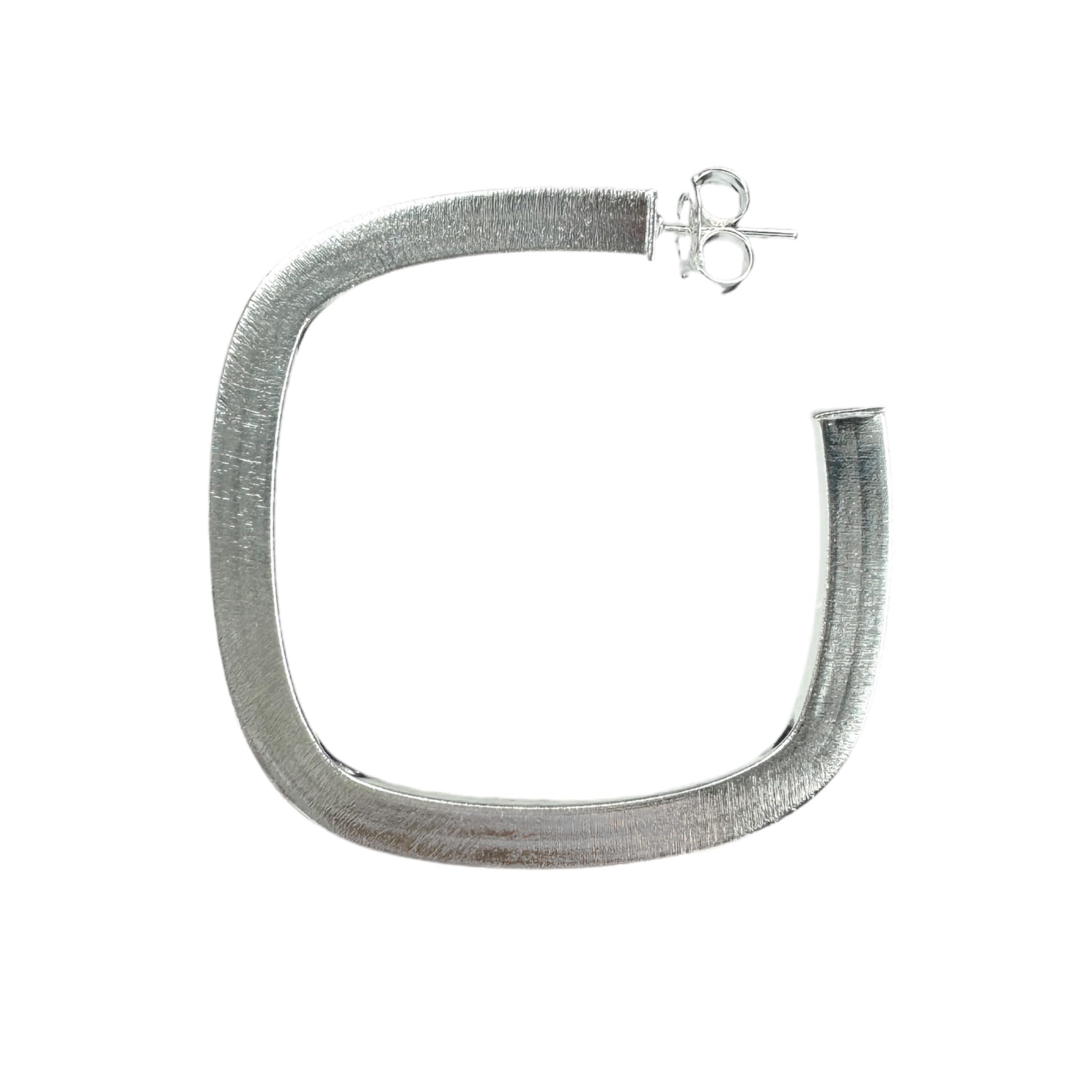 Sheila Fajl Elisa Flat Square Womens Hoop Earrings in Brushed Silver Plated