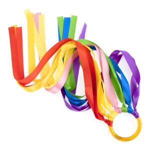 muka 6 pcs rainbow color hand kite ribbon, runner wrist ribbons 26 inches, dancing ring wand streamer