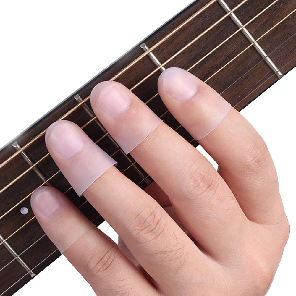 4 Pcs Silicon Fingertip Protector for Guitar, Banjo, Ukulele, Bass and Other String Instruments (M Size)