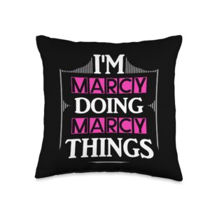 custom marcy gifts & designs for girls marcy things funny name gift black throw pillow, 16x16, multicolor