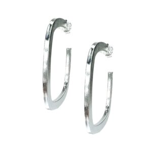 Sheila Fajl Elisa Flat Square Womens Hoop Earrings in Brushed Silver Plated