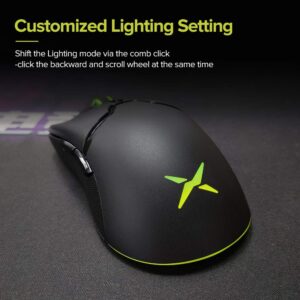 DeLUX M800DB Gaming Mouse Wireless, Lightweight (70g/2.47oz), 50 Hour Battery, PAW3335 16000DPI Sensor, Ultralight Weave Cable, 6 Programmable Buttons, and RGB Lighting (Black)