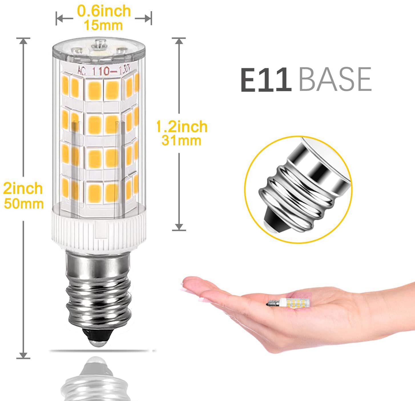 SZHZBZW E11 Led Bulb Replaces T4/T3 JD Type Clear Light Bulbs Warm White 3000K 2 Pack