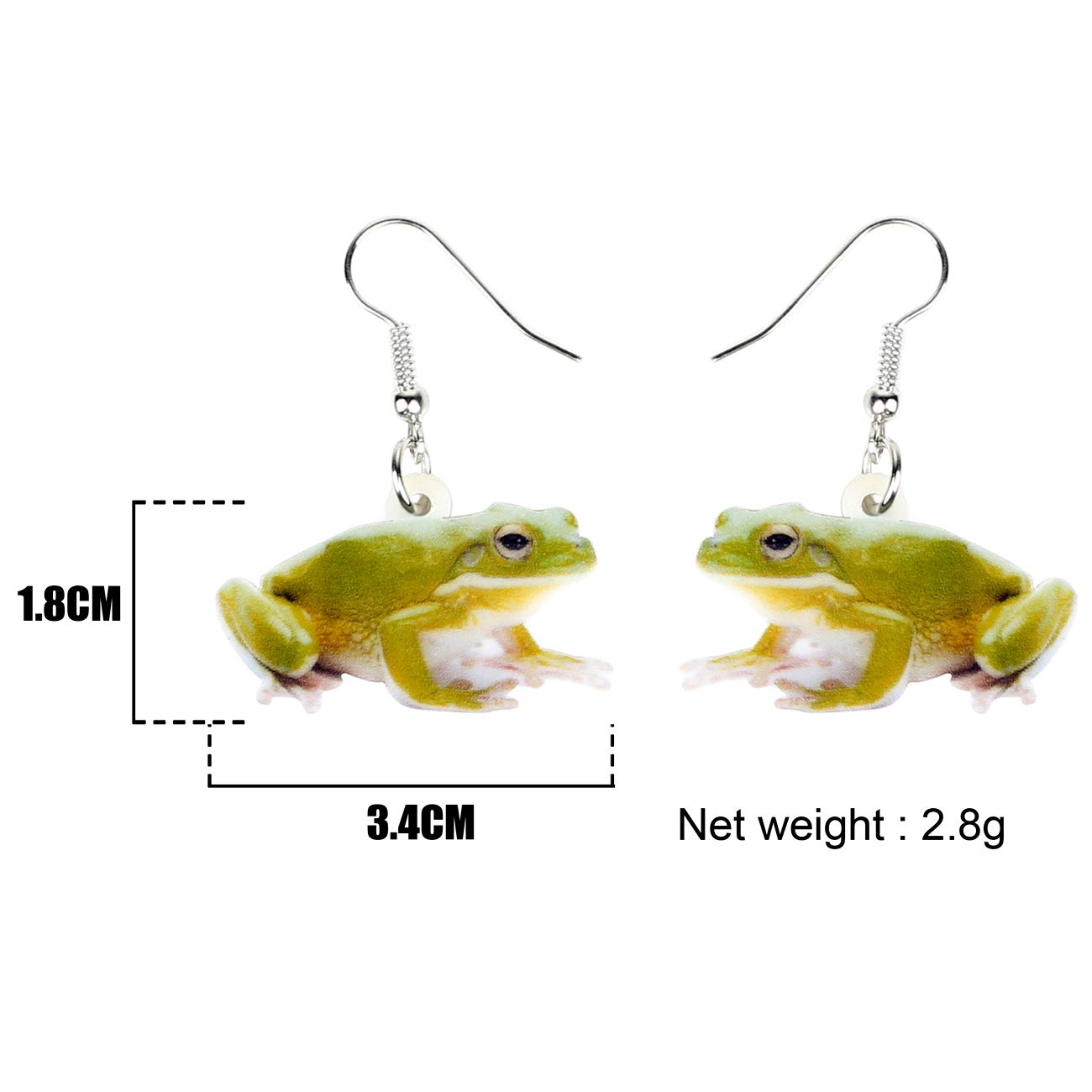 DUOWEI Cute Sitting Frog Earrings Acrylic Drop Dangle Jewelry for Women Aesthetic Gifts (Yellow)