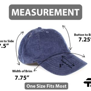 Plaid Suede Womens Mens Corduroy Hat for Men Casual Everyday Baseball Cap with Adjustable Straps (Navy)