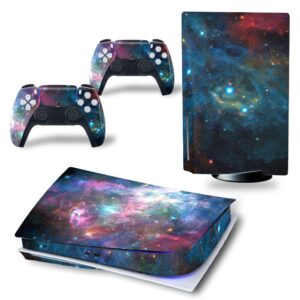 uushop skin sticker decal cover for ps5 cd disk edition console and controllers galaxy sky