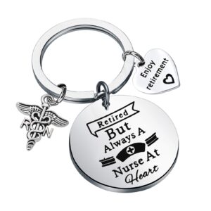 UJIMS RN Nurse Keychain Registered Nurse Gifts Retired But Always A Nurse At Heart Enjoy Retirement Jewelry (RN Nurse Keychain)