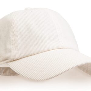 Plaid Suede Womens Mens Corduroy Hat for Men Casual Everyday Baseball Cap with Adjustable Straps (Off White)