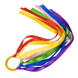 Muka 6 PCS Rainbow Color Hand Kite Ribbon, Runner Wrist Ribbons 26 inches, Dancing Ring Wand Streamer