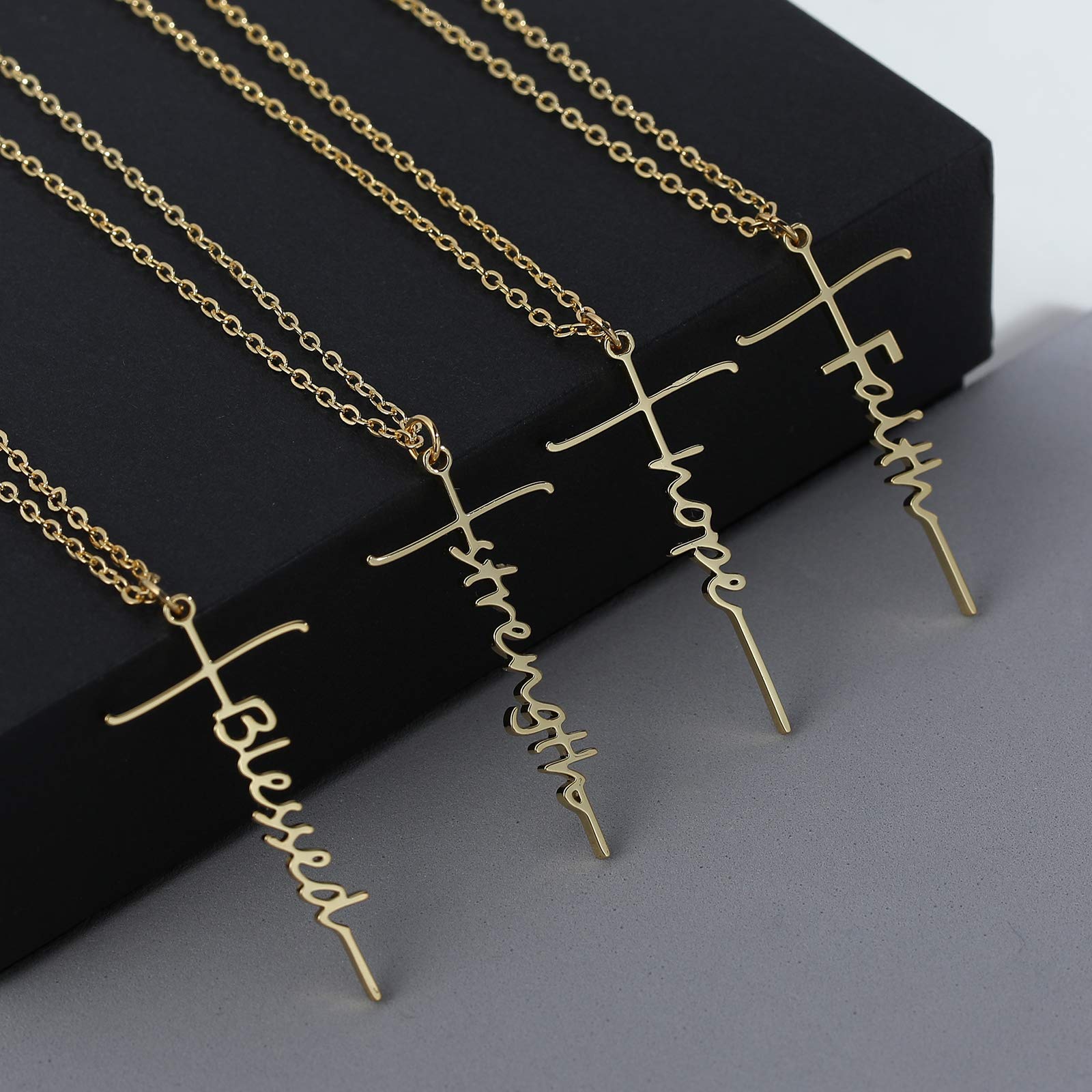 sovesi Faith Cross Necklace for Women 14K Gold Plated Cross Pendant Hope Necklaces Religious Jewelry Gift for Women Gold Faith