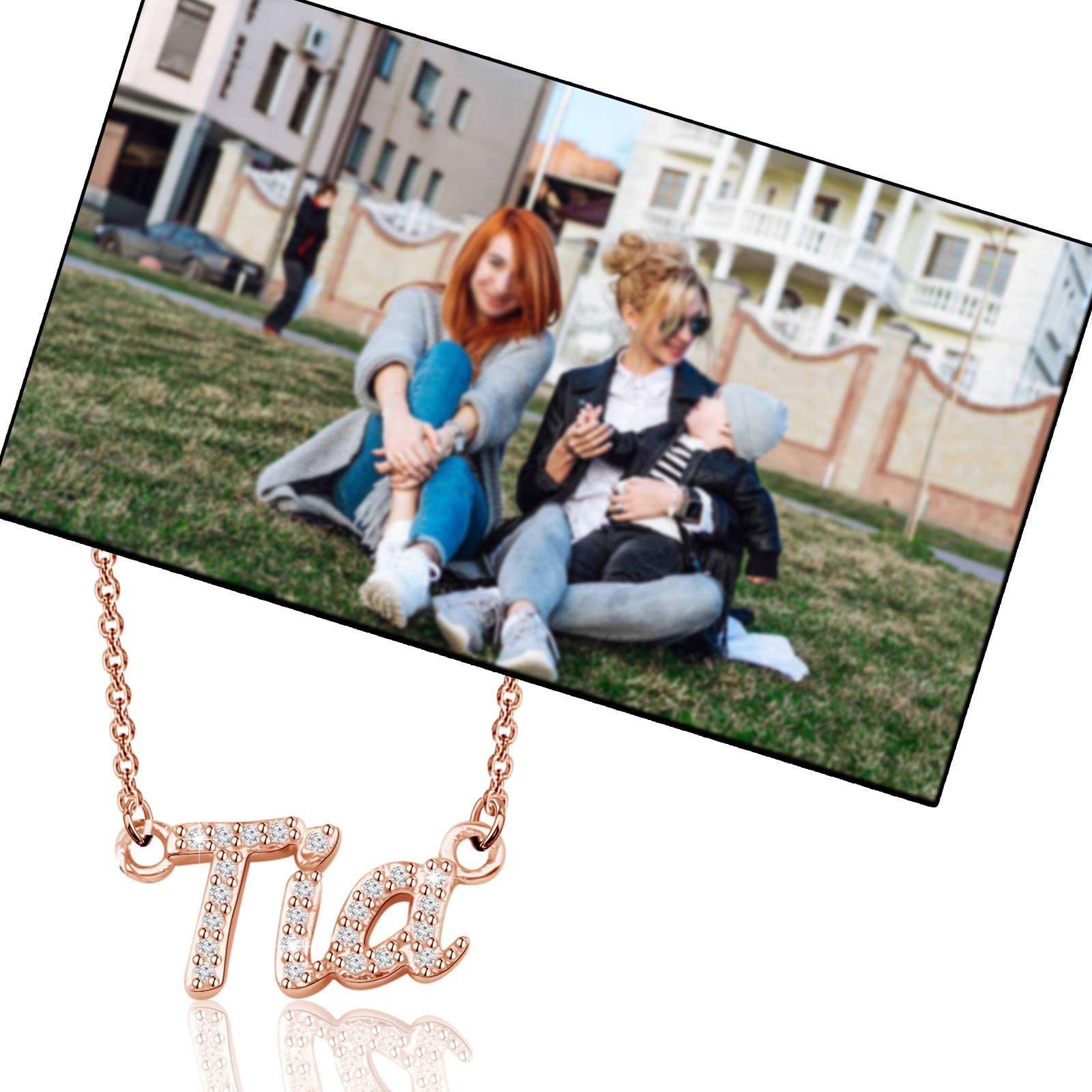 ENSIANTH Tia Necklace Aunt Gift Tia Letter Necklace Gift for Auntie (RG)