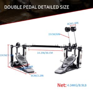 Double Bass Drum Pedal,Double Kick Bass,Electric Drum Kit Double Bass come with 2Pcs Drum Beater Sticks and 1Pcs Drum Key