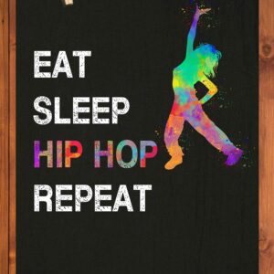 Eat Sleep Hip Hop Repeat, Girl Dancer Abstract Quote Wall Art Print 11"x14", Unframed Poster, Ideal for Lovers of Hip Hop, Freestyle Dance, Dance Teacher, Dance Studio Decor