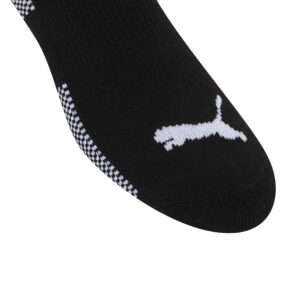 PUMA Men's Tall Size 6 Pack Quarter Crew Socks, Black/White, 13-15