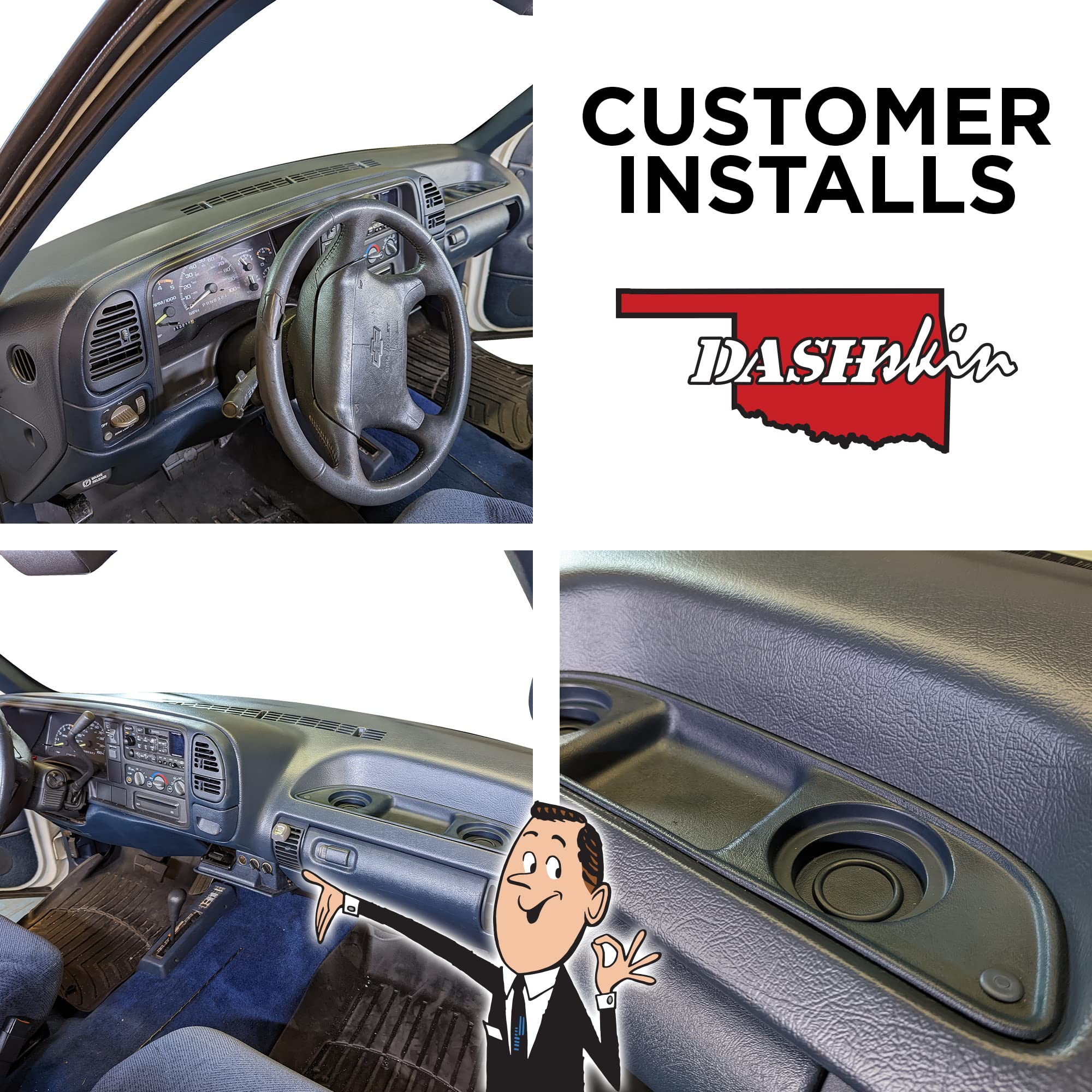 DashSkin Molded Dash Cover Compatible with 95-96 GM SUVs and Pickups in Medium Grey (13* Trim Code) - Easy Cracked Dashboard Fix - Made in America