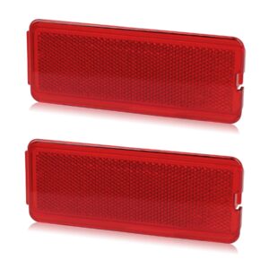 HERCOO Premium Interior Door Reflectors Red Front & Rear Reflector Light Cover Compatible with Ford Excursion 2000-2005, F250 F350 F450 F550 Super Duty 1999-2007, Pack of 2