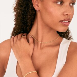 PAVOI 14K Gold Plated Paperclip Chain Necklace | Adjustable Necklaces for Women (S, Gold Plated)