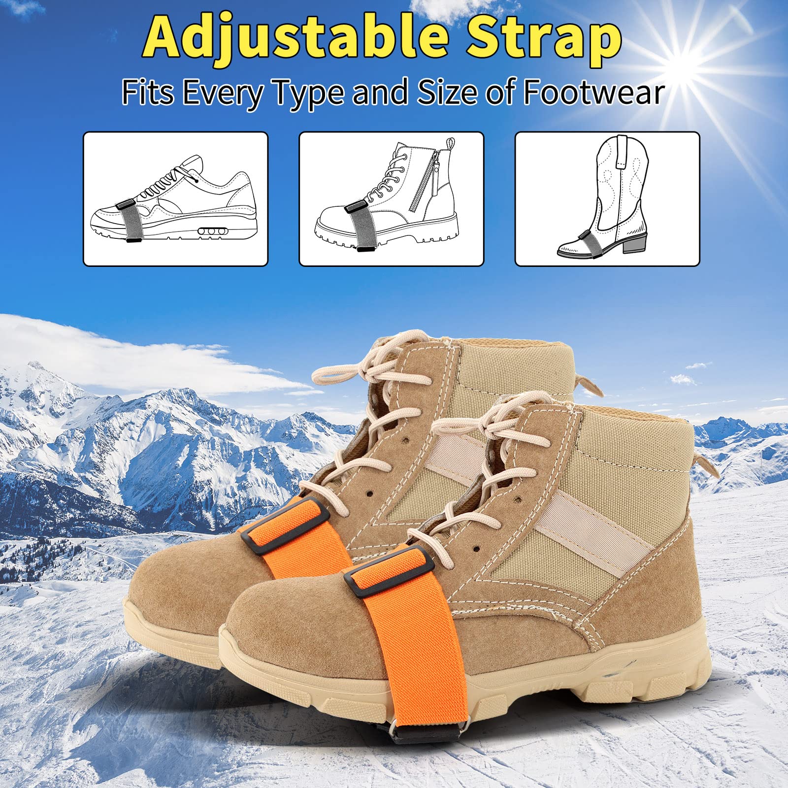 Xproutdoor Mid-Sole Ice Cleats Crampons Traction Snow Grips with Tungsten Spikes