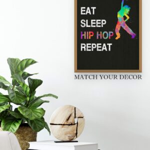 Eat Sleep Hip Hop Repeat, Girl Dancer Abstract Quote Wall Art Print 11"x14", Unframed Poster, Ideal for Lovers of Hip Hop, Freestyle Dance, Dance Teacher, Dance Studio Decor