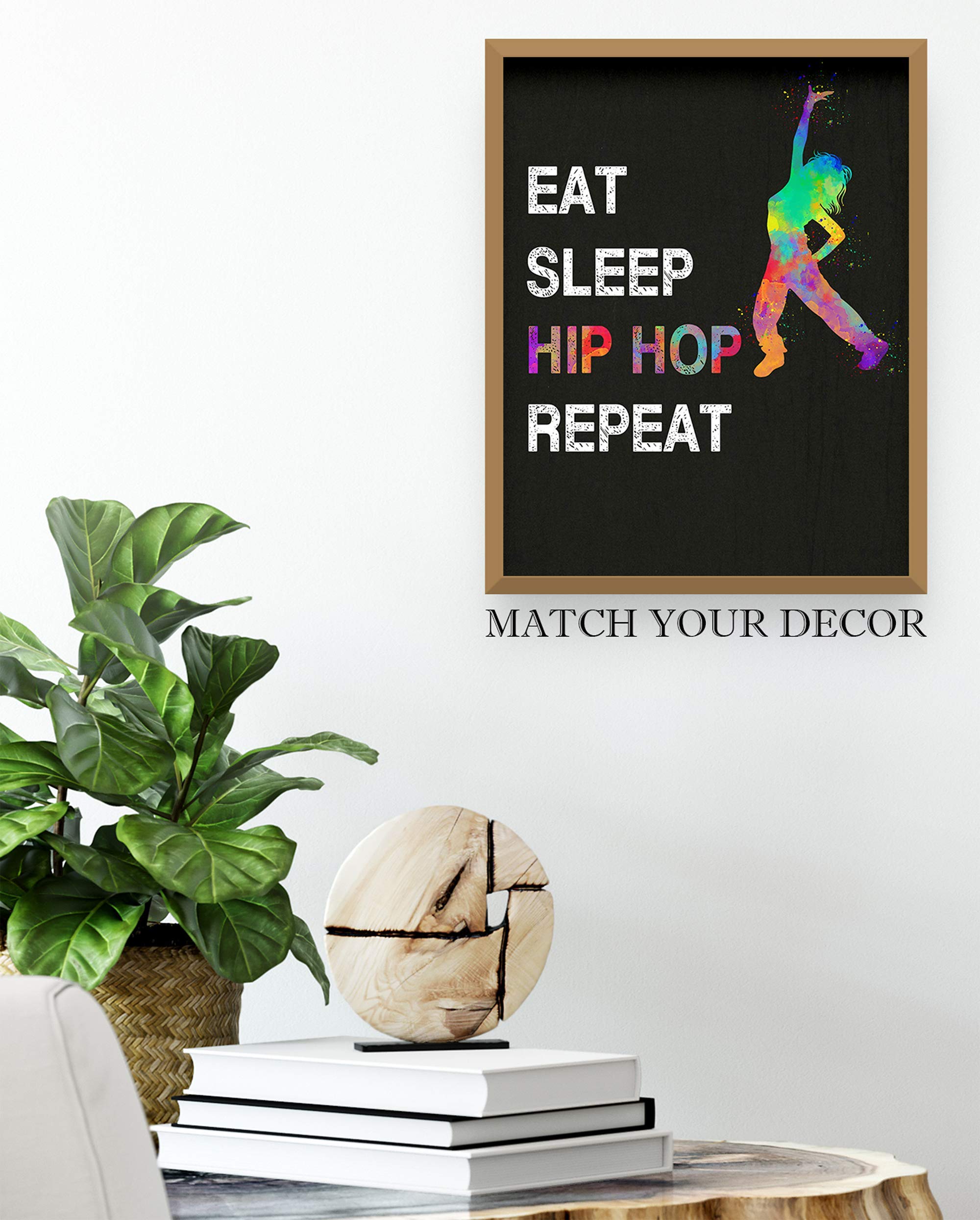 Eat Sleep Hip Hop Repeat, Girl Dancer Abstract Quote Wall Art Print 11"x14", Unframed Poster, Ideal for Lovers of Hip Hop, Freestyle Dance, Dance Teacher, Dance Studio Decor